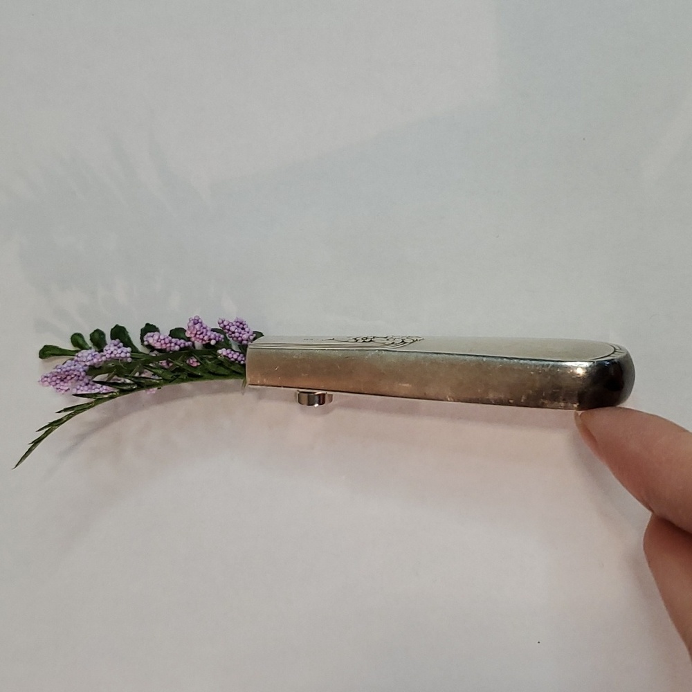 Refrigerator bud vase handcrafted from vintage silverware - Picture 5 of 7